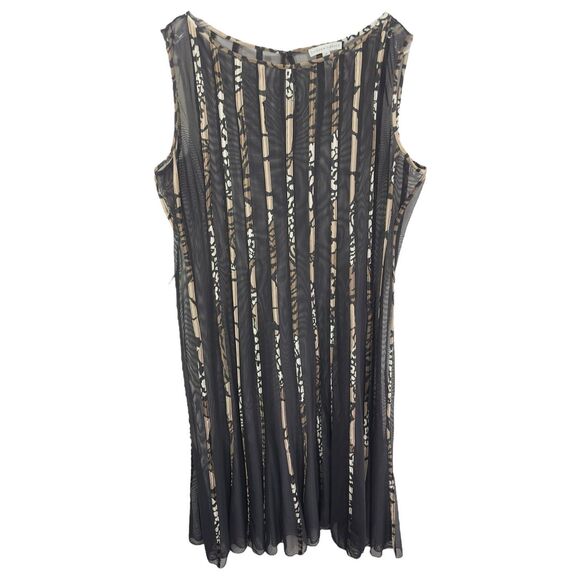 Sandra Darren Plus Size 18W Dress Sheer Black Mesh‎ Striped Sleeveless Midi 1559 - Picture 1 of 8